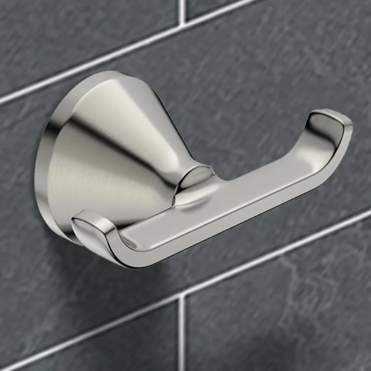 American Standard Aspirations 4-1/8" Double Robe Hook, Metal, Brushed Nickel - 7061210.295