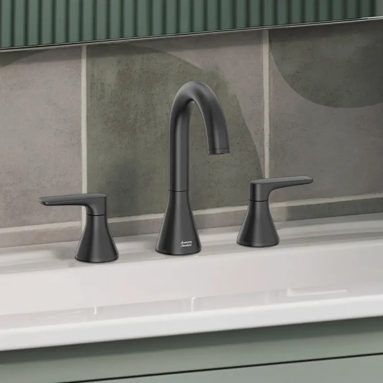 American Standard Aspirations Two-Handle Widespread Lavatory Faucet w/ Pop-Up, 1.2 GPM, Matte Black - 7061801.243