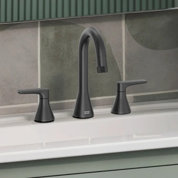American Standard Aspirations Two-Handle Pull-Out Widespread Lavatory Faucet w/ Pop-Up, Matte Black - 7061821.243