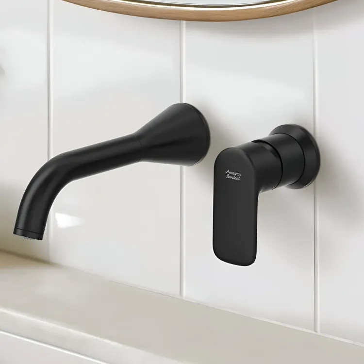 American Standard Aspirations One-Handle Wall-Mount Bathroom Faucet, 1.2 GPM, Matte Black - 7061461.243