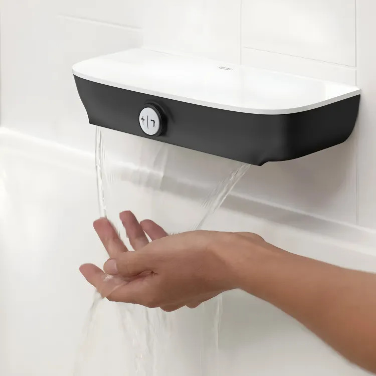 American Standard Aspirations Waterfall Tub Spout with Push-Button Diverter, Acrylic Top, Matte Black - 8888116.243