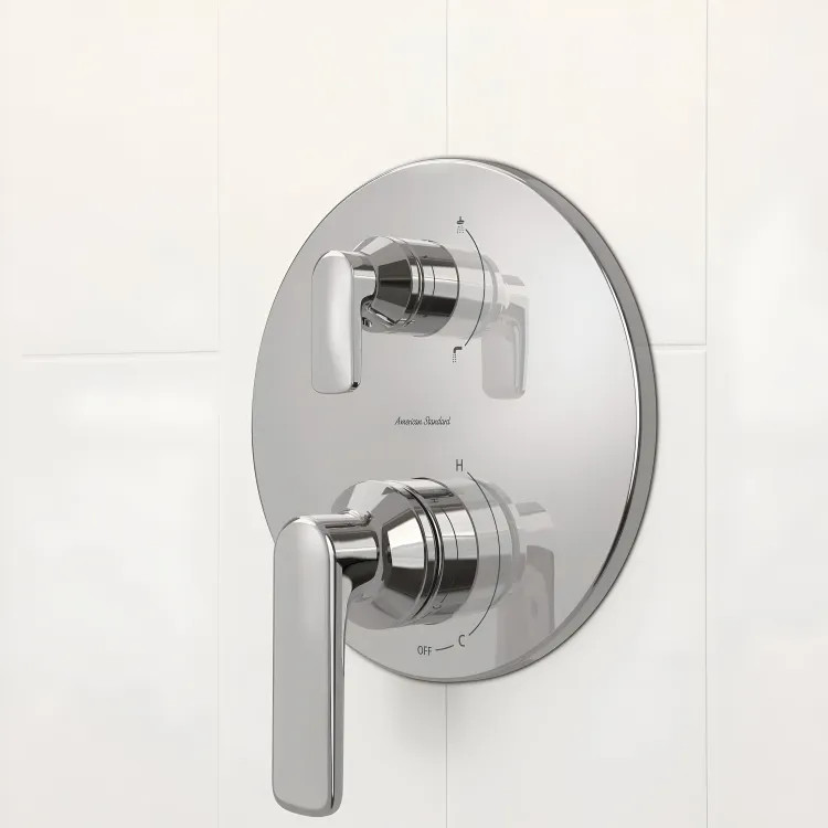 American Standard Aspirations Two-Handle Pressure Balance Valve Trim with Diverter, Discrete Cartridge, 2 or 3-Way, Polished Chrome - TU061740.002