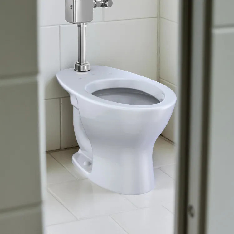 TOTO Elongated Floor-Mount Commercial Flushometer Toilet w/ Cefiontect, Universal Height, Cotton White - CT725CUFG#01