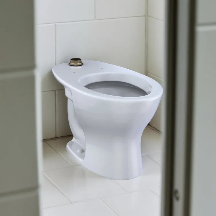 TOTO Elongated Floor-Mount Commercial Flushometer Toilet w/ Cefiontect, Universal Height,1.28 GPF, Cotton White - CT725CUFG#01