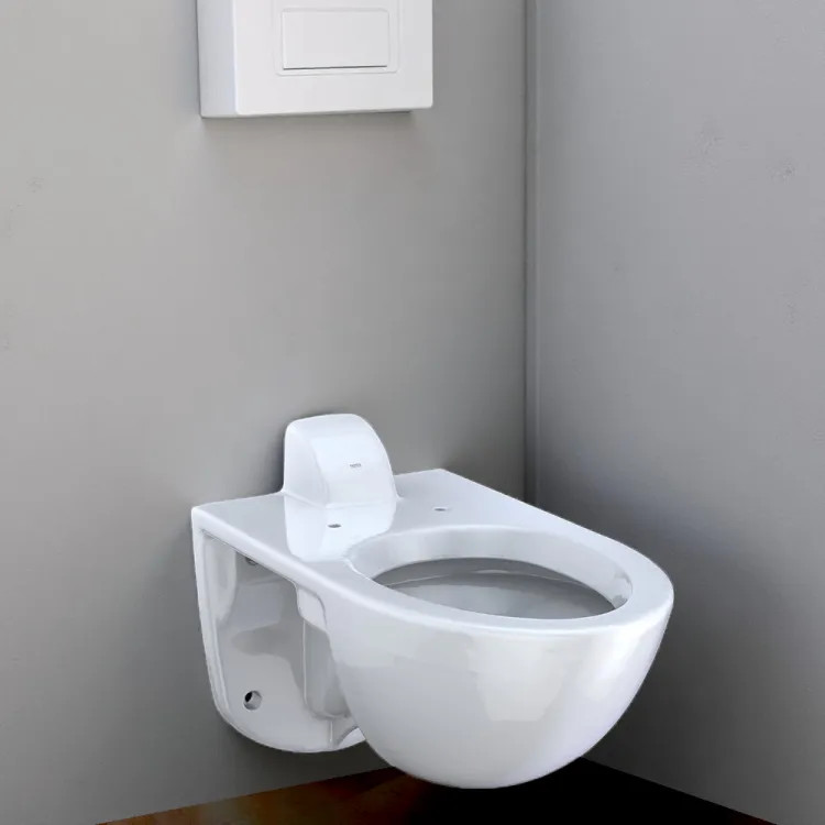 TOTO Elongated Wall Mount Commercial Toilet w/ Cefiontect, 1-1/2" Back Spud Inlet, Cotton White - CT728CUVG#01