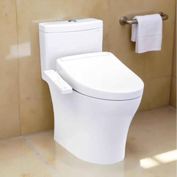 TOTO Aquia IV Cube Two-Piece Elongated Toilet w/ WASHLET+ S2, Dual Flush, 1.28/0.9 GPF, Cotton White - MW4363346CEMFGN#01