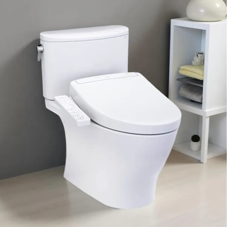 TOTO NEXUS Two-Piece Elongated Toilet w/ WASHLET+ S2, Universal Height, 1.0 GPF, Cotton White - MW4423346CUFG#01