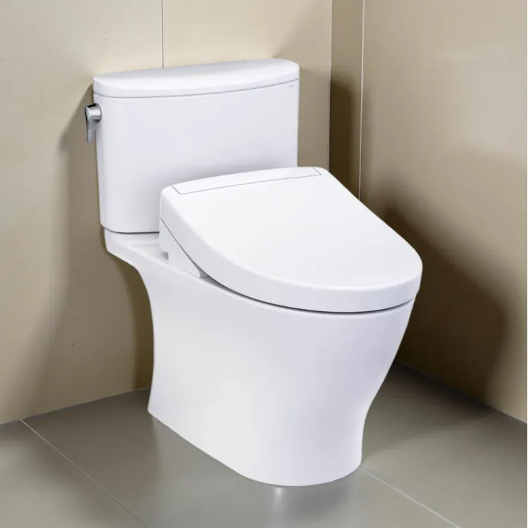 TOTO NEXUS Two-Piece Elongated Toilet w/ WASHLET+ S2, Universal Height, 1.0 GPF, Cotton White - MW4423446CUFG#01