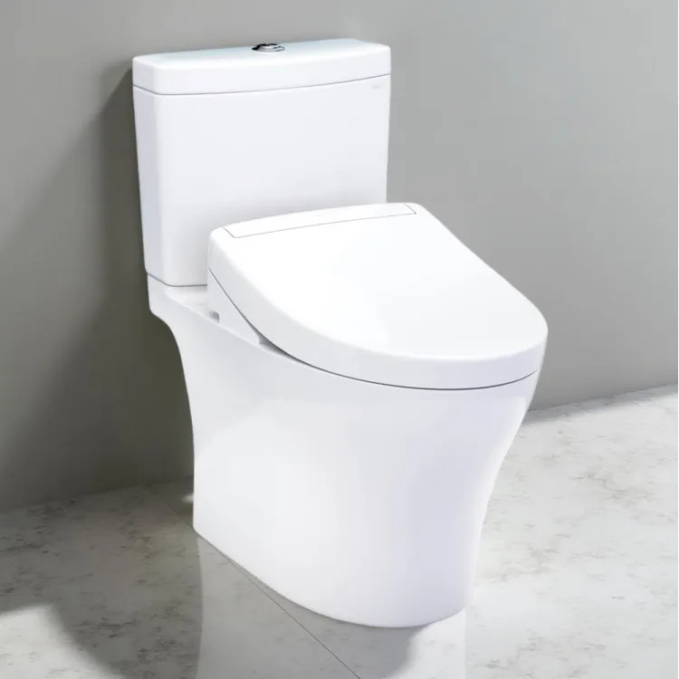 TOTO Aquia IV Two-Piece Elongated Toilet w/ WASHLET+ S5, Dual Flush, 1.28/0.9 GPF, Cotton White - MW4463446CEMGN#01