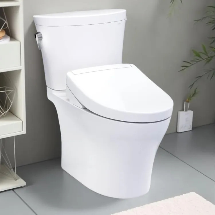 TOTO MW4483446CEMFGN#01 AQUIA 2-PIECE ELONGATED DUAL FLUSH TOILET W/ S5 BIDET SEAT COTTON WHITE ARC