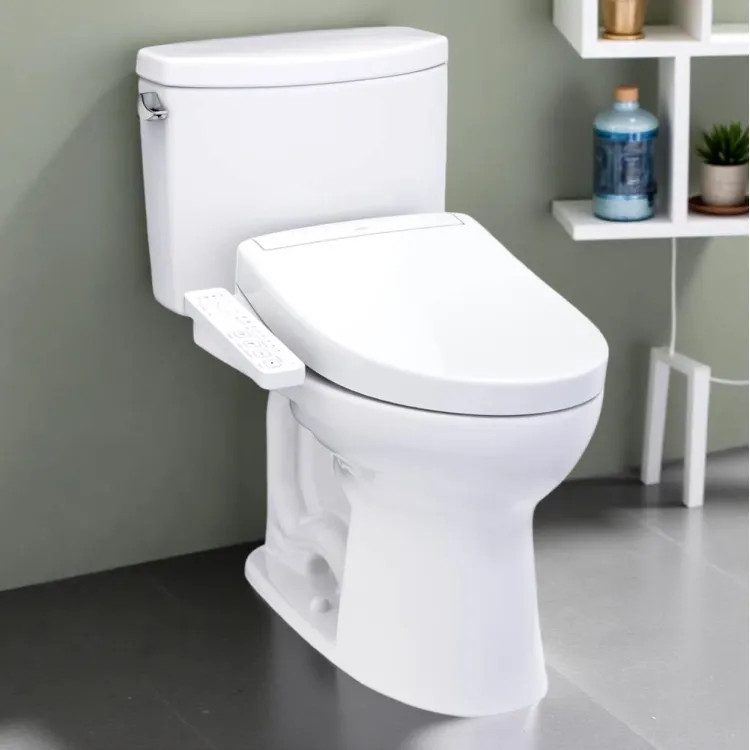 TOTO MW4543346CEFG#01 DRAKE II 2-PIECE ELONGATED 1.28 GPF TOILET W/ S2 BIDET SEAT COTTON WHITE