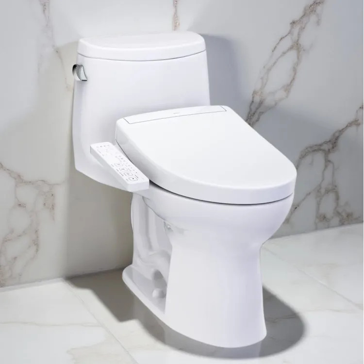 TOTO Ultramax II WASHLET+ One-Piece Elongated Toilet w/ S2 Bidet Seat, 1.0 GPF Cotton White - MW6043346CUFG#01