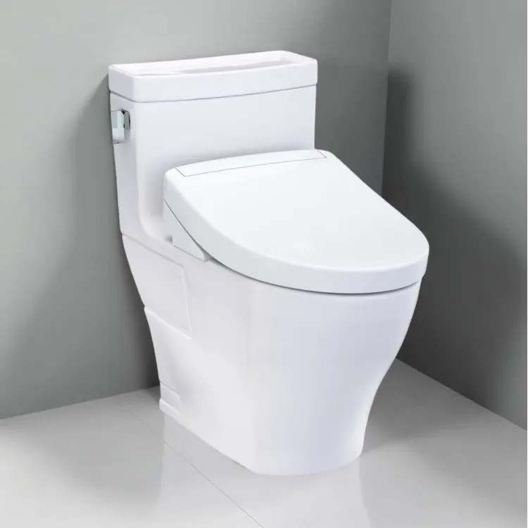 TOTO Legato WASHLET+ One-Piece Elongated Toilet w/ C2 Bidet Seat, 1.28 GPF, Cotton White - MW6243446CEFG#01