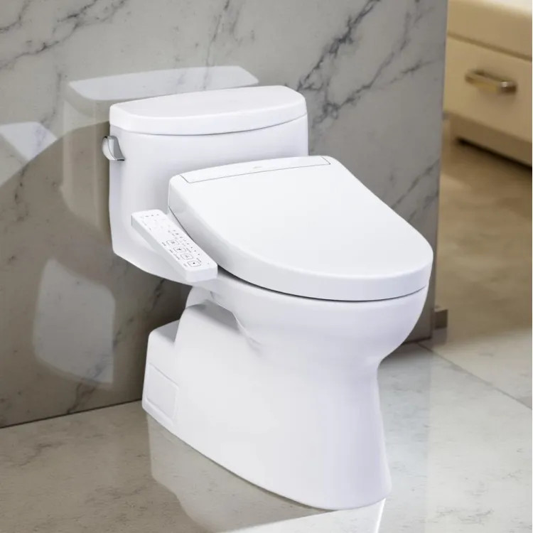 TOTO Carolina II One-Piece Elongated Toilet w/ WASHLET+ S2 Bidet Seat, 1.28 GPF, Cotton White - MW6443346CEFG#01
