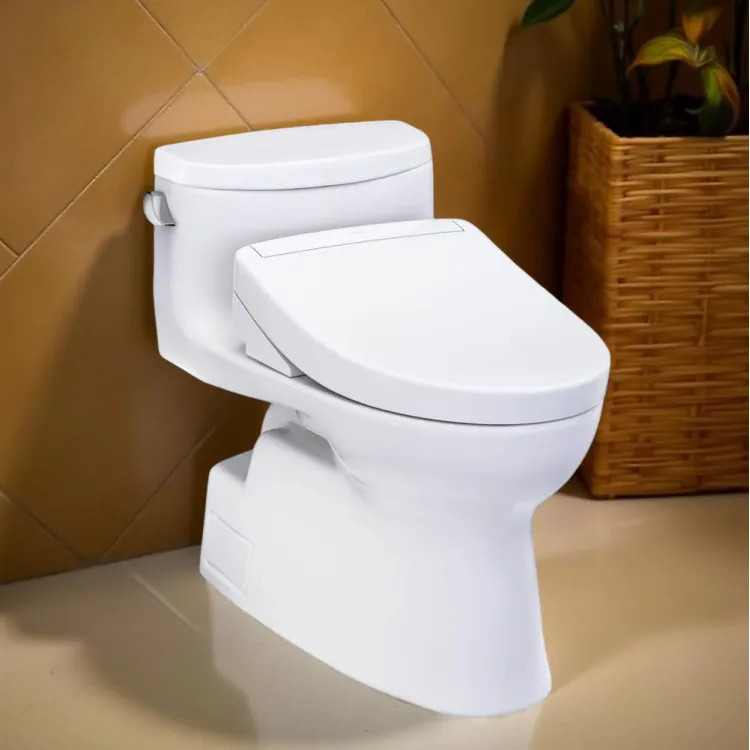 TOTO Carolina II One-Piece Elongated Toilet w/ WASHLET+ S5 Bidet Seat, 1.28 GPF, Cotton White - MW6443446CEFG#01