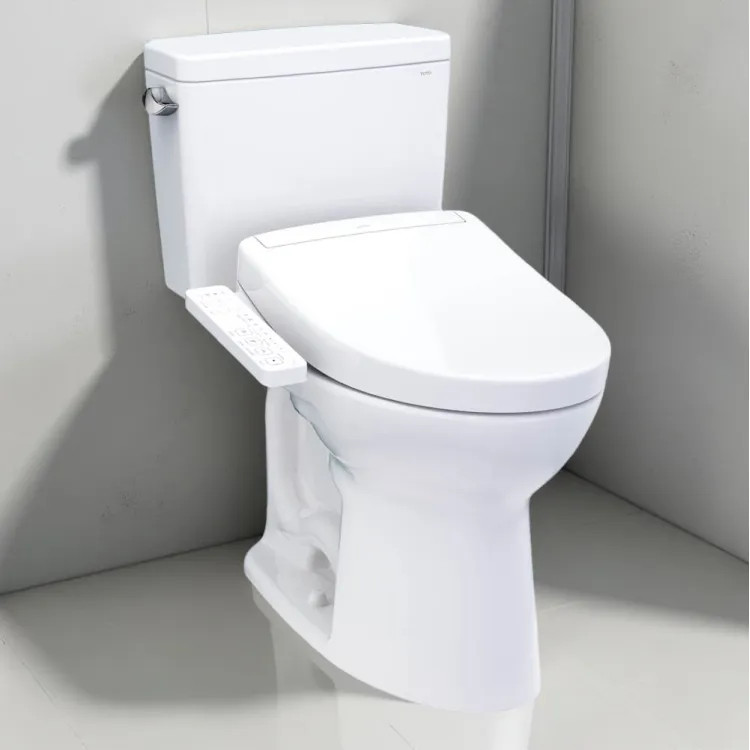 TOTO Drake Two-Piece Elongated Toilet w/ WASHLET+ S2, Universal Height, 1.6 GPF, Cotton White - MW7763346CSFG.10#01
