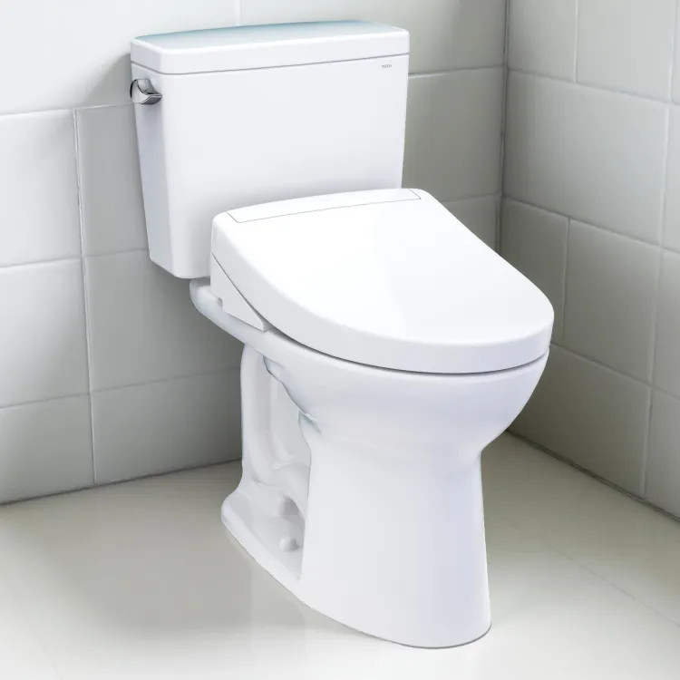 TOTO Drake Two-Piece Elongated Toilet w/ WASHLET+ S5, 1.28 GPF, Cotton White - MW7763446CEG#01