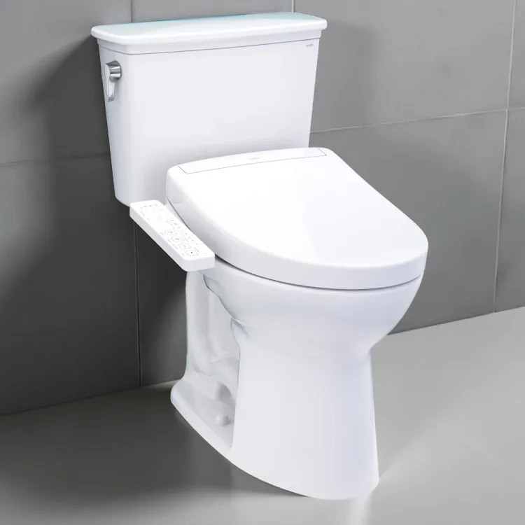 TOTO Drake Transitional Two-Piece Toilet w/ WASHLET+ S2, 1.28 GPF, Cotton White - MW7863346CEG#01