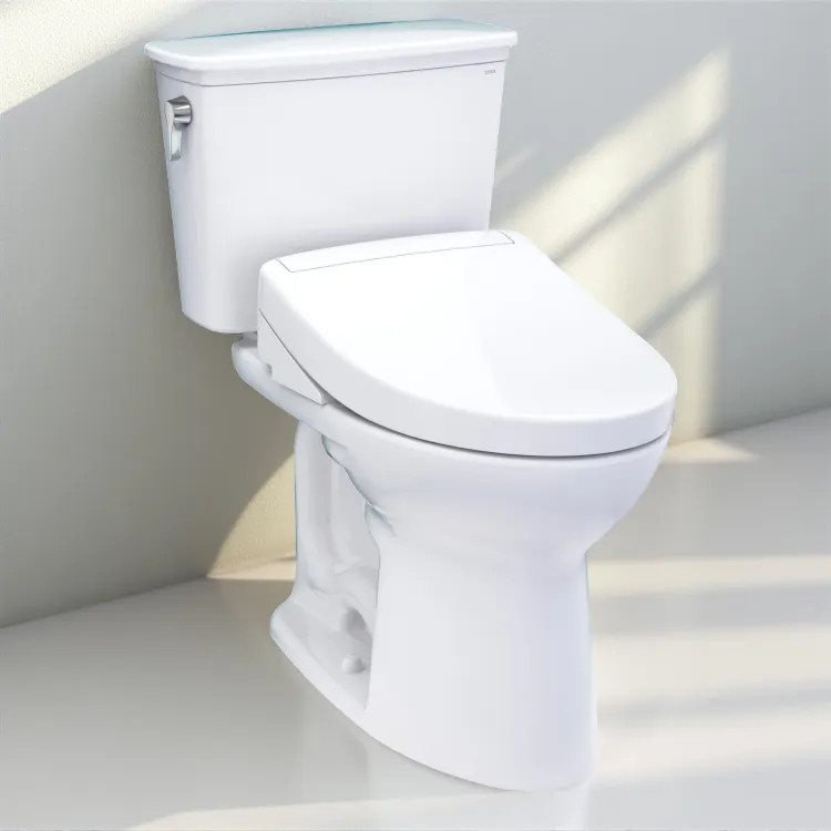 TOTO Drake Transitional Two-Piece Toilet w/ WASHLET+ S5, 1.28 GPF, Cotton White - MW7863446CEG#01