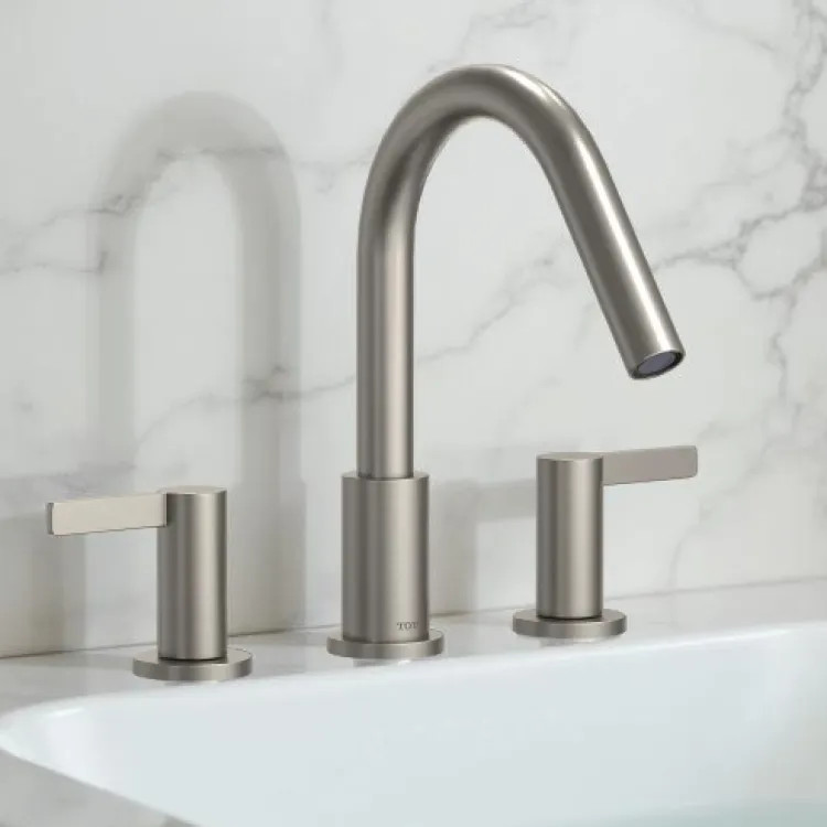 TOTO GF Three-Hole Roman Tub Filler Trim, Two Lever Handles, Deck-Mount, Brushed Nickel - TBG11201UA#BN
