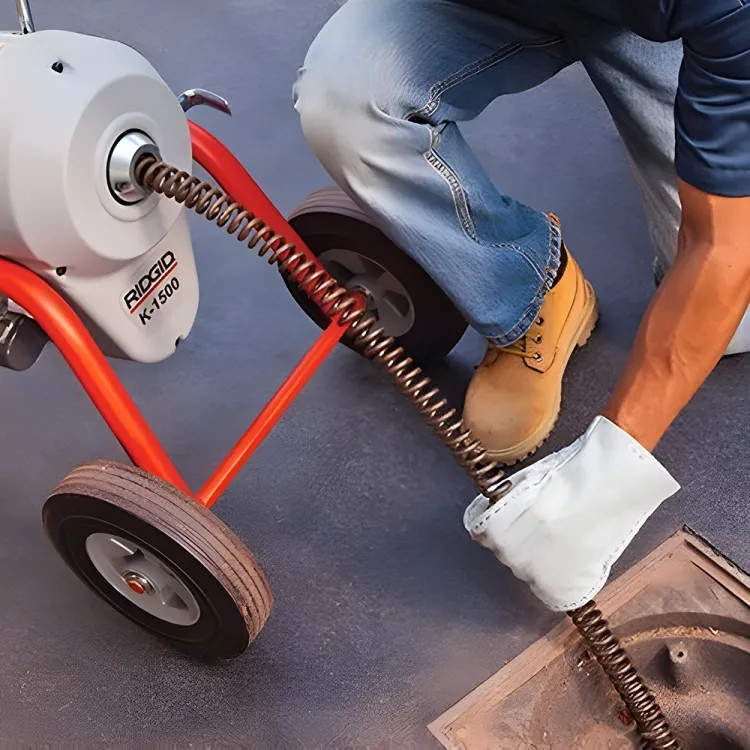 RIDGID K-1500B Drain Cleaning Machine with A-1 Mitt, A-12 Pin Key, and Rear Guide Hose, 115V - 23697