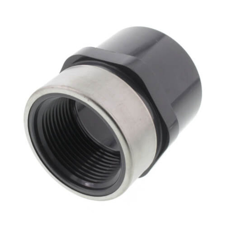 PVC80FE114SS 1-1/4" SCHEDULE 80 FEMALE ADAPTER STAINLESS STEEL REINFORCED COLLAR