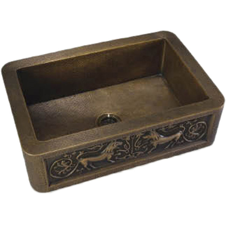 Lenova CA-142 33"X22" 1 Bowl Apron Sink Lion Design