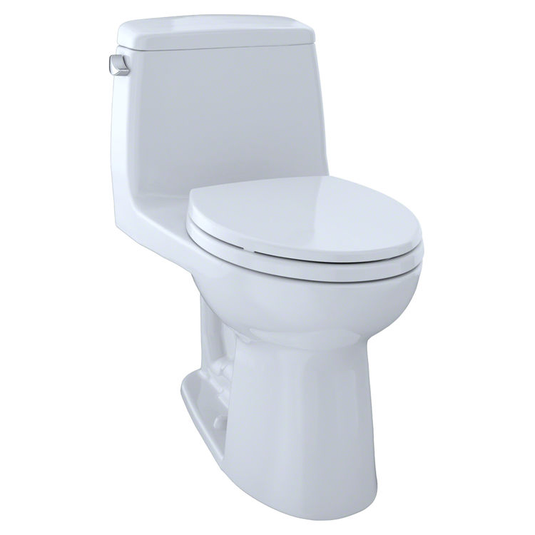 TOTO Eco UltraMax One-Piece Elongated Bowl Toilet with SoftClose Seat, CeFiONtect, E-Max, 1.28GPF, Cotton White - MS854114EG#01