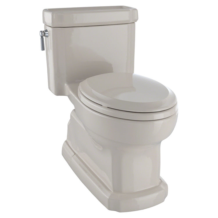 TOTO Eco Guinevere Elongated 1.28 GPF Universal Height Skirted Toilet with SanaGloss and SoftClose Seat, TORNADO FLUSH, ADA, Bone - MS974224CEFG#03