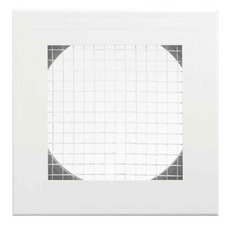 16" x 16" Aluminum Lattice Return Air Grille in T-Bar Panel w/ 14" Collar, White - Shoemaker 700-600-16X16-14