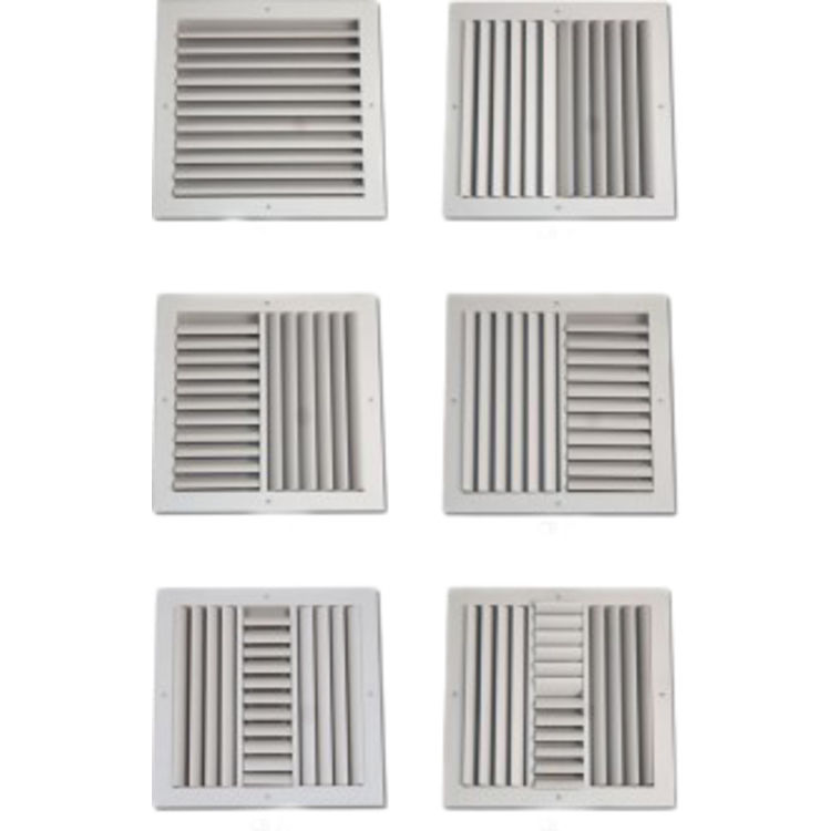 36" x 36" Curved Blade Diffuser, 1-Way Air Pattern, Opposed Blade Damper, White - Shoemaker FC-CB10-0-36X36