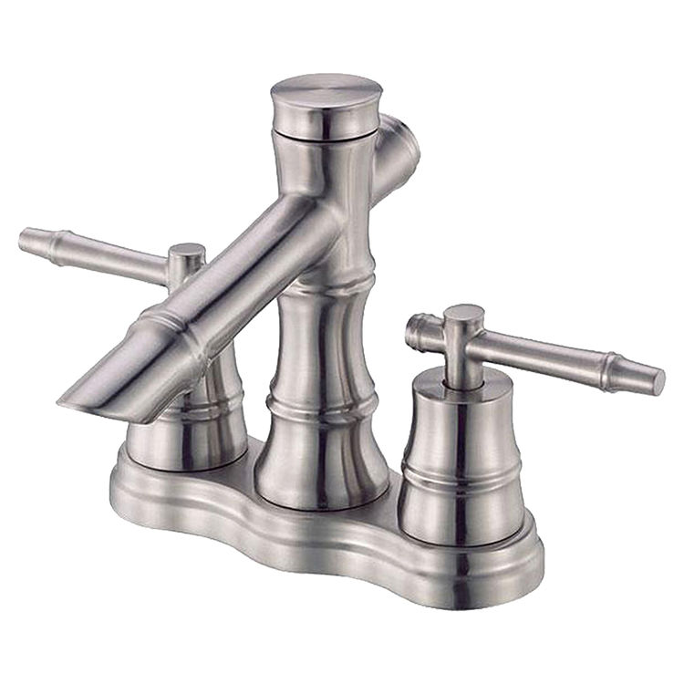 Danze South Sea Centerset Bathroom Faucet with Brass Pop-Up Drain, Two-Handle, 1.5 GPM, Lever Handle, ADA, Brushed Nickel - D309145BN