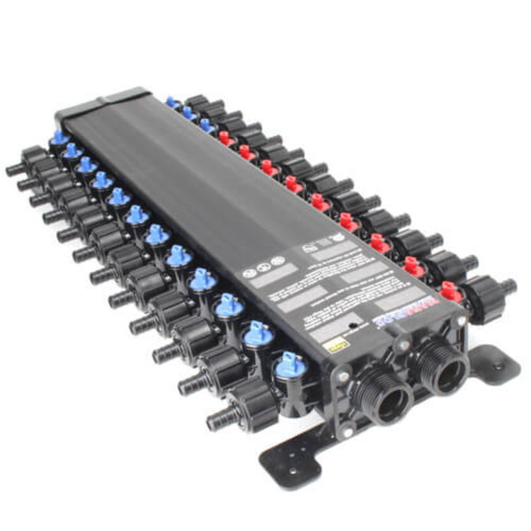 Viega 50243 ManaBloc 24-Port, 1/2" PEX Crimp Manifold, (9) Hot, (15) Cold