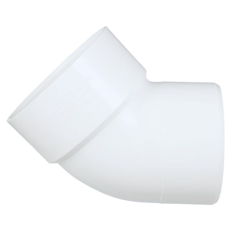 6" PVC 45-Degree Elbow DWV (Drain Waste and Vent) - Spigot x Hub