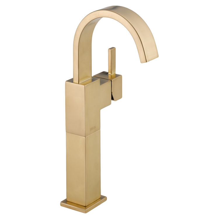Delta Vero High-Arc Deck-Mount Champagne Bronze Vessel Lavatory Faucet, Less Drain, 1.2 GPM, Single-Handle, Lever Handle - 753LF-CZ