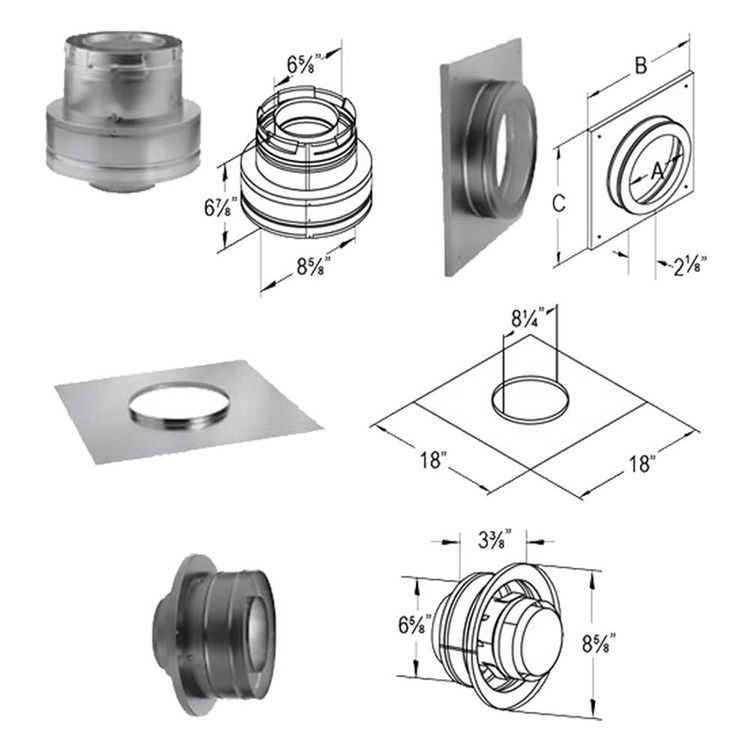 DuraVent 46DVA-KCT DirectVent Pro 4" Masonry Chimney Conversion Kit for 6-5/8 O.D. Vent 