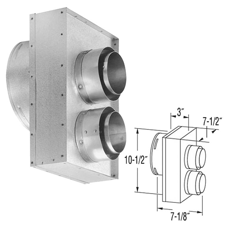 DuraVent 46DVA-GCL DirectVent Pro 4" Co-Axial to Co-Linear Appliance Connector for 6-5/8" O.D. Vent