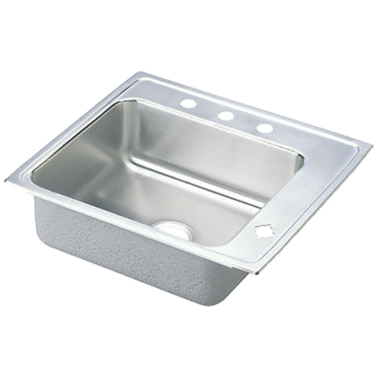 Elkay DRKAD222050R4 Lustertone Classic 22" x 19-1/2" x 5" Single Bowl Drop-In Classroom ADA Sink, R4 Holes, 18-Gauge Stainless