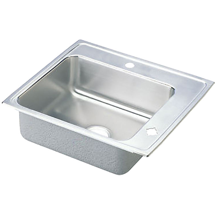 Elkay DRKAD252250R2 Lustertone Classic 25" x 22" x 5" Single Bowl Drop-In Classroom ADA Sink, R2 Holes, 18-Gauge Stainless