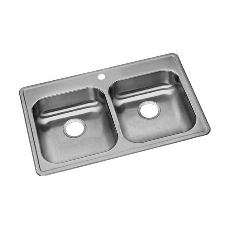 Dayton Stainless Steel 33" x 22" x 5-3/8", Equal Double Bowl Drop-in Sink - GE233221