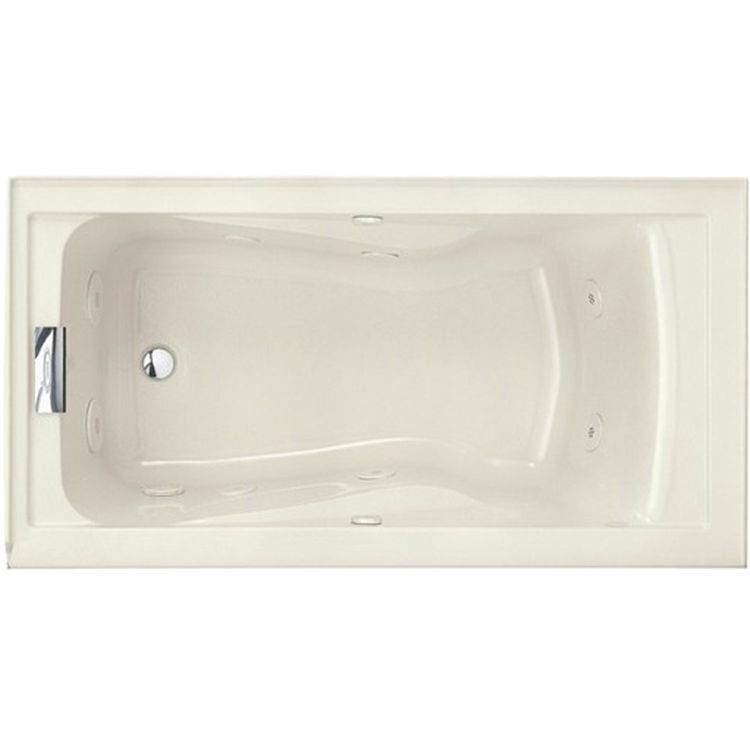 American Standard Evolution 60" x 32" Deep Soak Drop-In Acrylic Bathtub with EverClean Hydromassage, Less Drain, Left Hand, 70 Gallons, Linen - 2425.VC-LHO.222