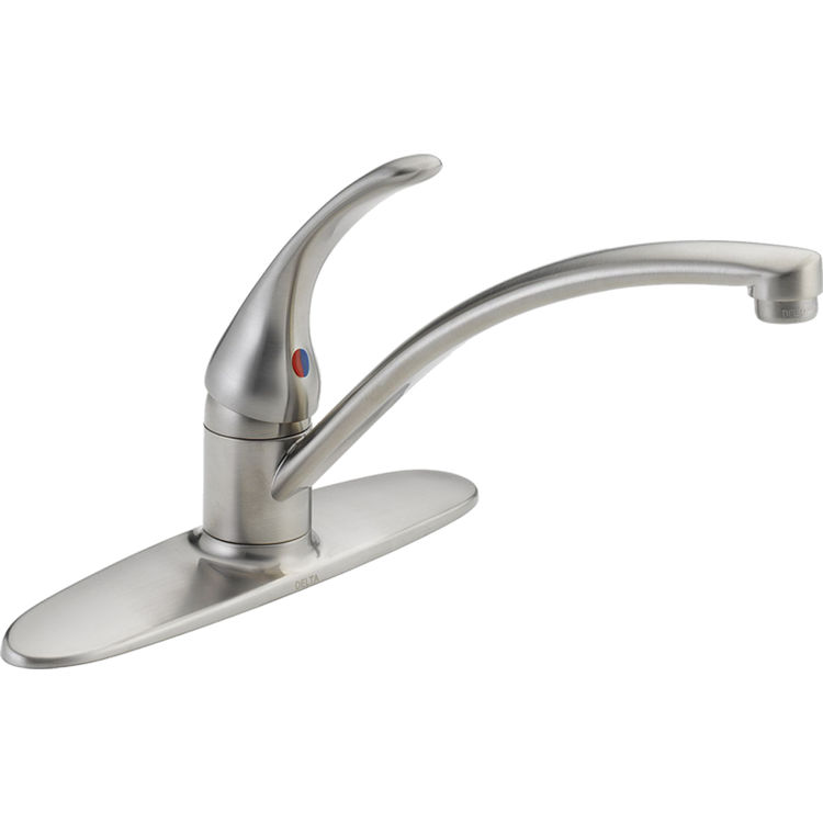  Delta Foundations Single Handle Kitchen Faucet, Stainless Steel - B1310LF-SS