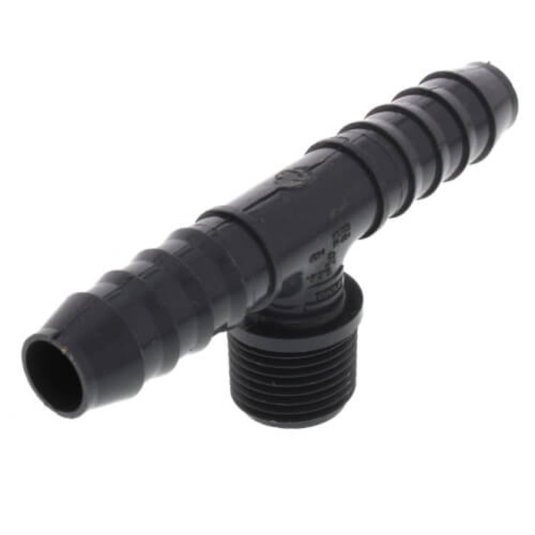 PETT12BBT 1/2" POLY INSERT TEE BARBxBARBxMIP