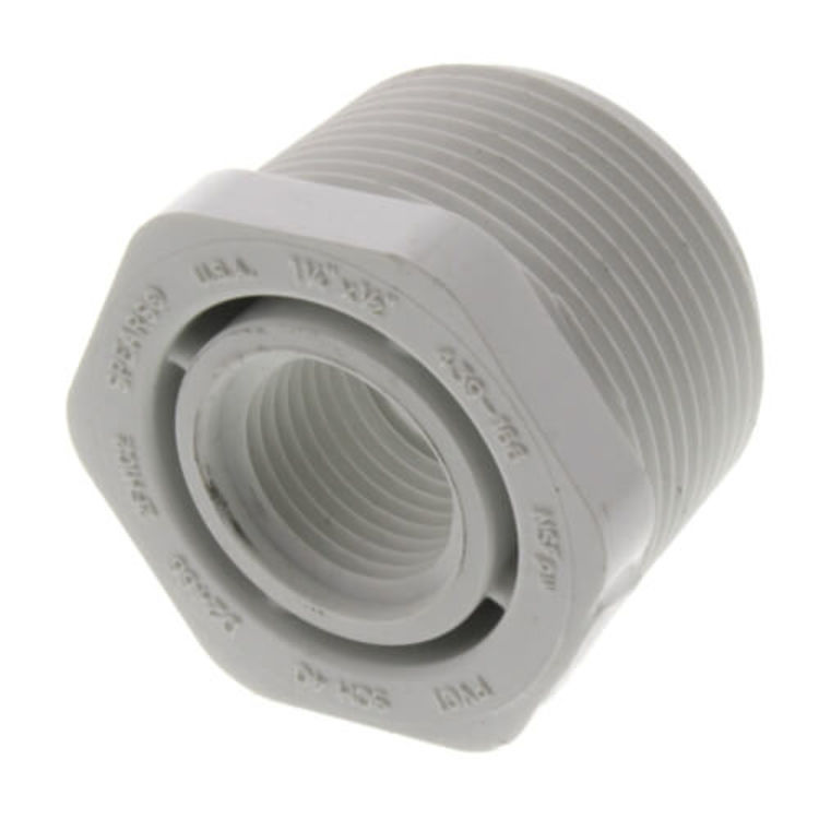 1-1/4" x 1/2" Schedule 40 PVC Bushing, Threaded Connections