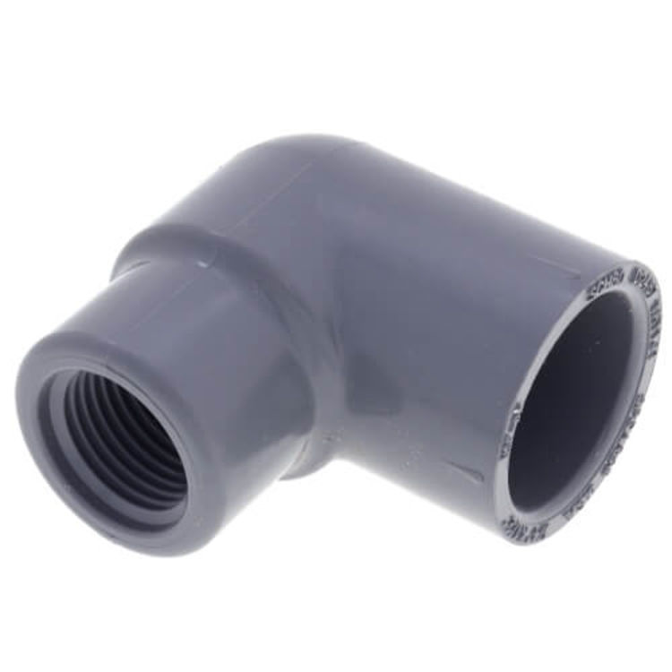 PVC80L134ST 1" x 3/4" Schedule 80 PVC 90-Degree Elbow, Slip x Thread