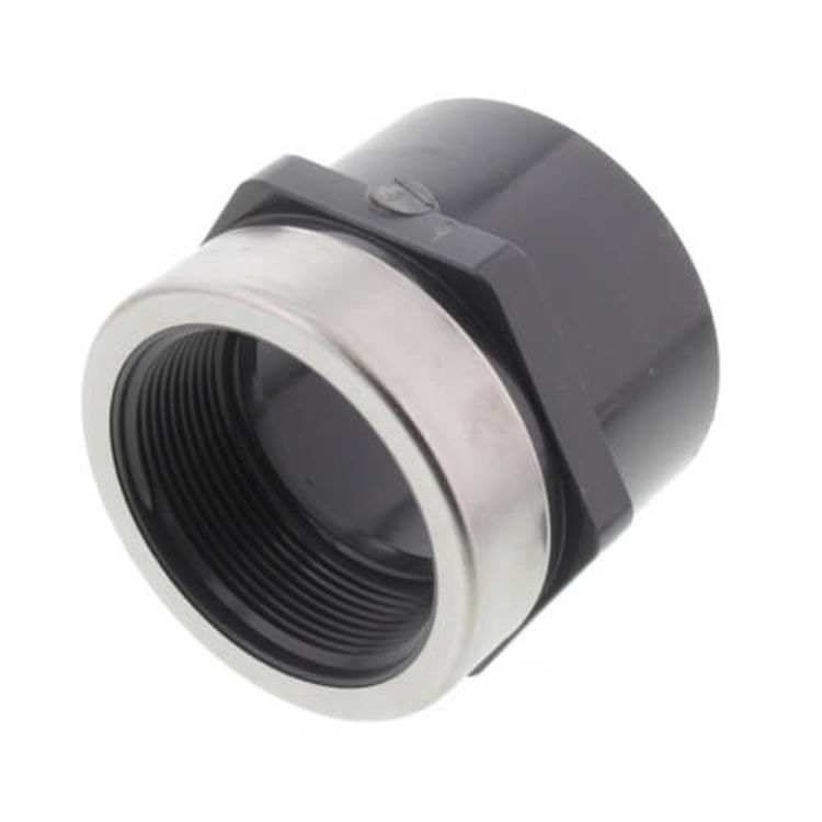 PVC80FES2 2" SCH 80 PVC FEMALE ADAPTER WITH STAINLESS STEEL COLLAR