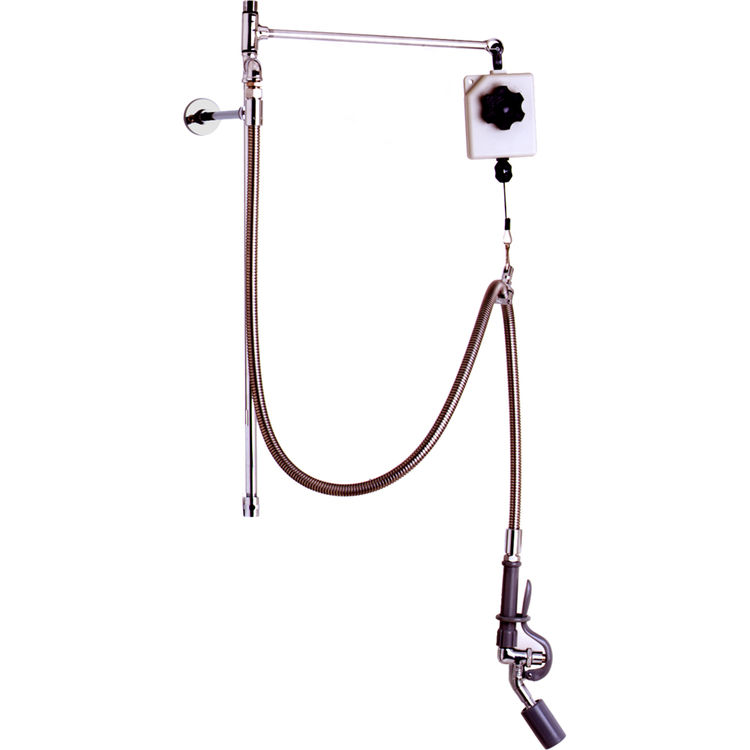 T&S Brass Pre-Rinse Retro-Fit Kit with Balancer, 0.65 GPM, 24in Riser, Angled Low-Flow Valve, Wall Bracket, Less Base - B-0126-R