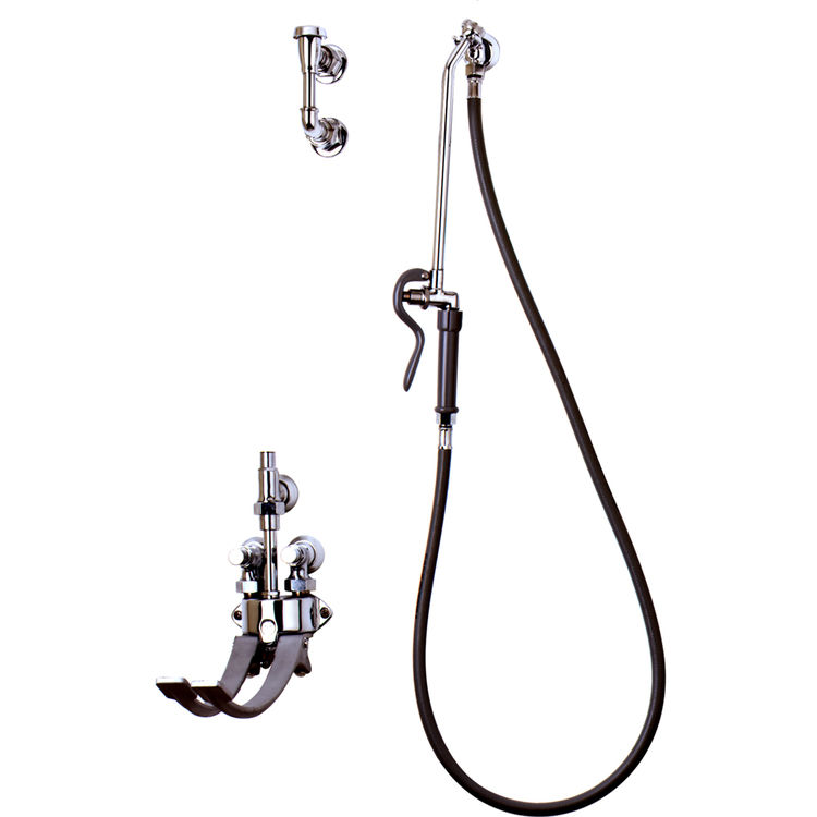 T&S Brass B-0675 Bedpan Washer, Vacuum Breaker, Wall Hook Hose Connection