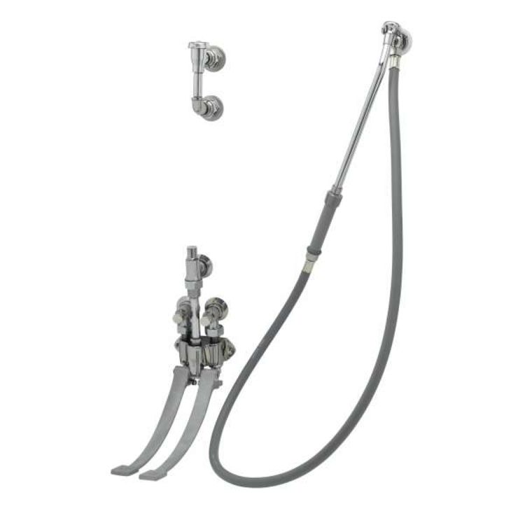 T&S Brass B-0676 Bedpan Washer with Pedal Valves and Wall Hook Outlet