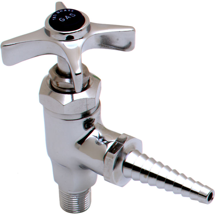 T&S BRASS BL-4520-01 LAB, ANGLE STOP, SERRATED TIP, COLOR CODED FOR GAS, 3/8" NPT MALE